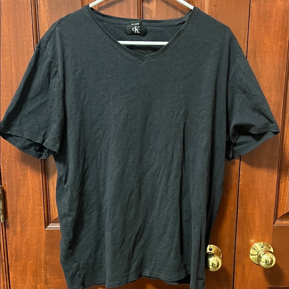 Calvin Klein Men's Charcoal V-Neck Tee